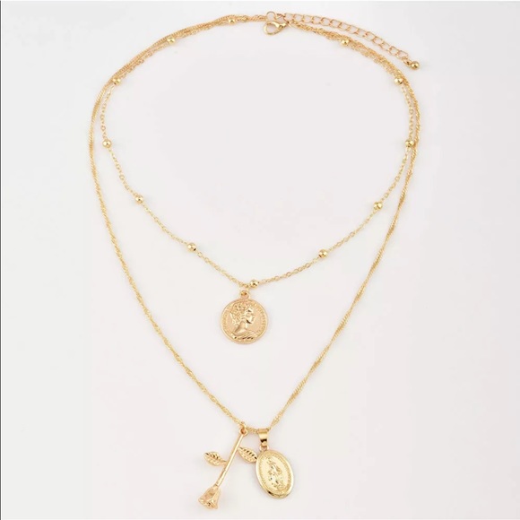 Double Layered Coin, Virgin Mary and  Rose Pendant - Picture 4 of 6